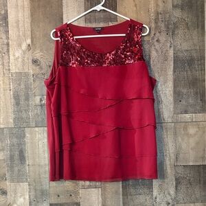 Apt. 9 Crimson Sequin Tiered Blouse